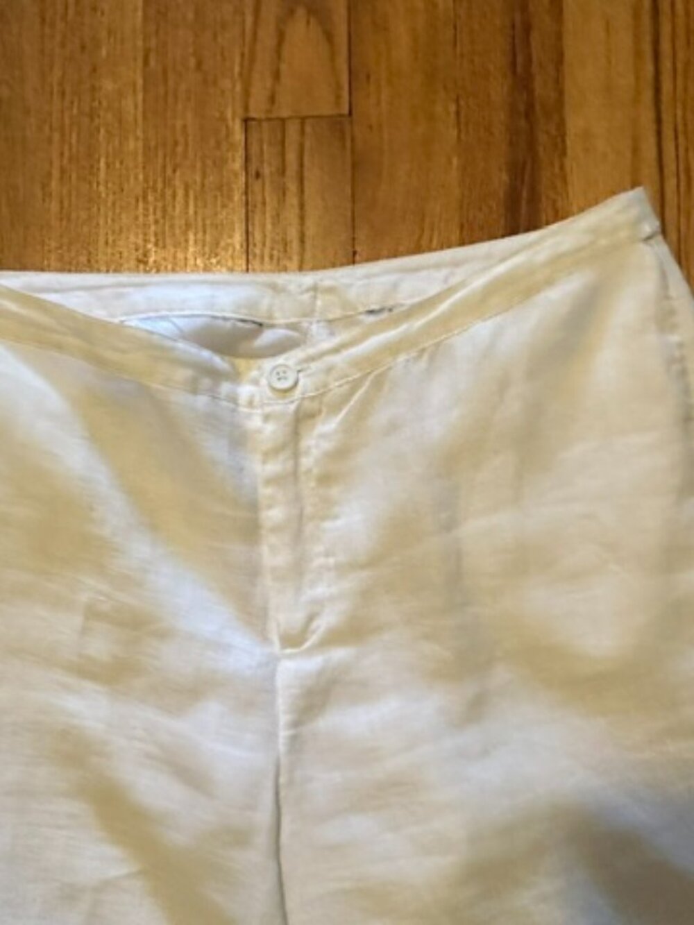Very Wide Long White Linen Fully Lined Pants Size 8 - Picture 3 of 3